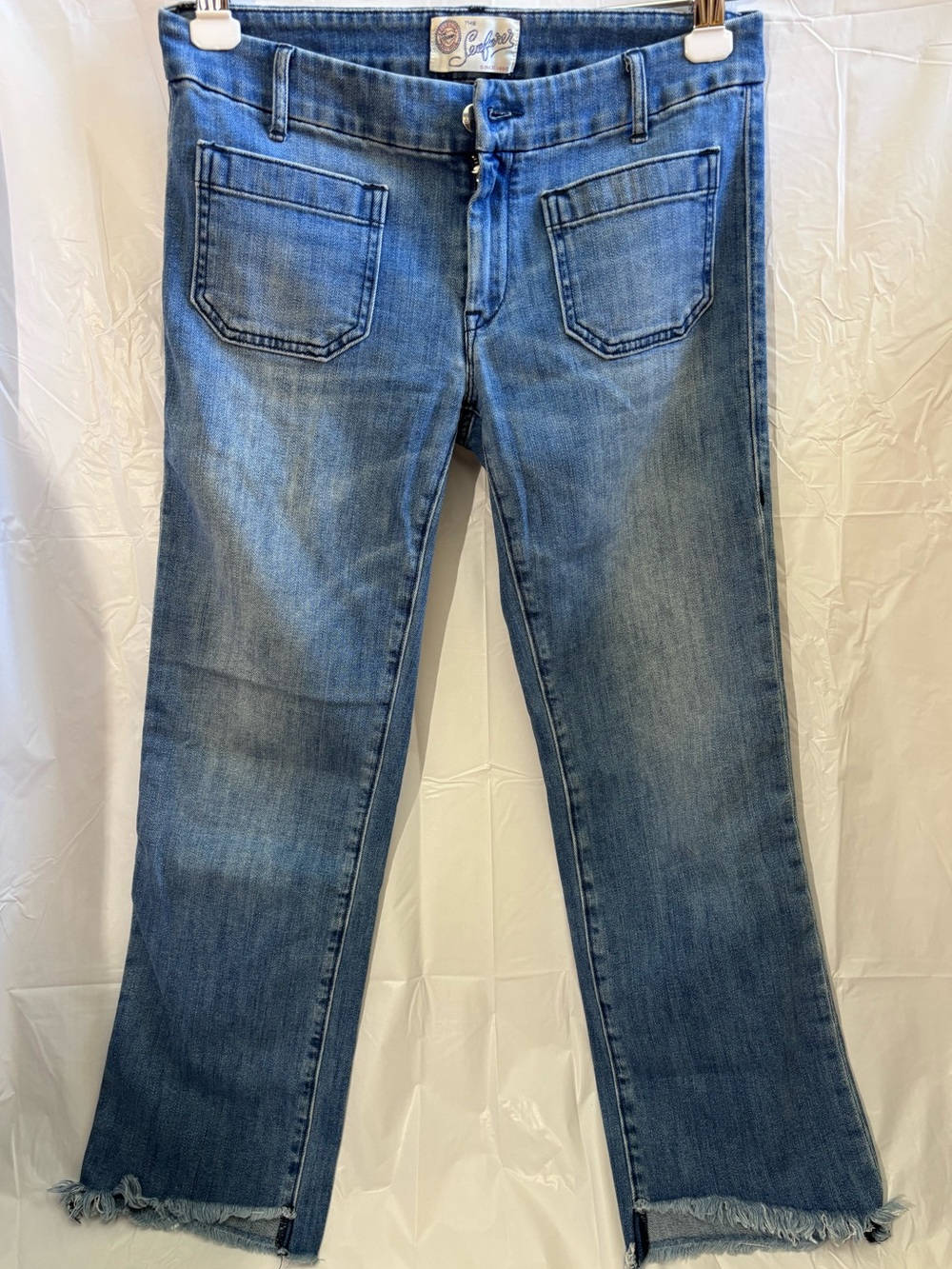 Seafarer Women's Medium Blue Sailor Jean with Frayed Hem, Size 27/4